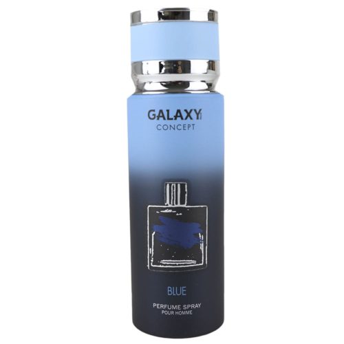 Front view of Galaxy Concept Blue perfume spray for men, 200 ml bottle, showcasing the gradient blue design with silver accents.