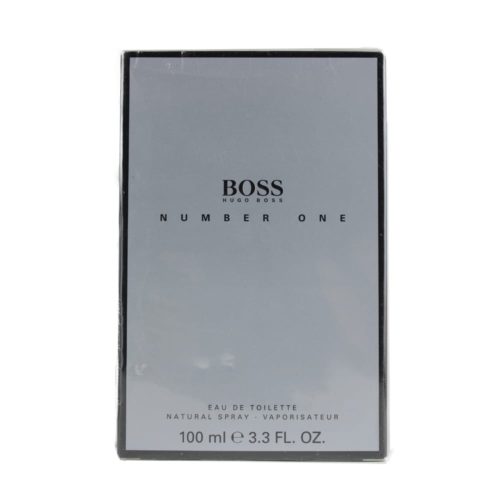 Hugo Boss Number One Eau de Toilette for Men, 100 ml box in an elegant silver tone with black text, showcasing a refined style.