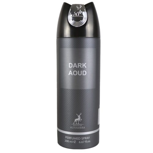 Front view of Forbidden Love 200 ml perfumed spray by Maison Alhambra in a metallic red can.