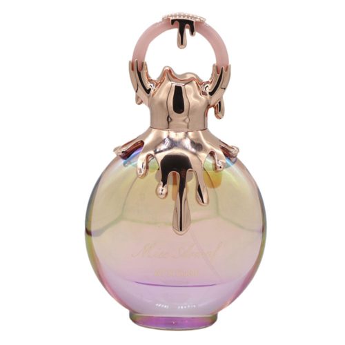 Close-up of the Miss Armaf Attitude perfume bottle with golden dripping cap design.