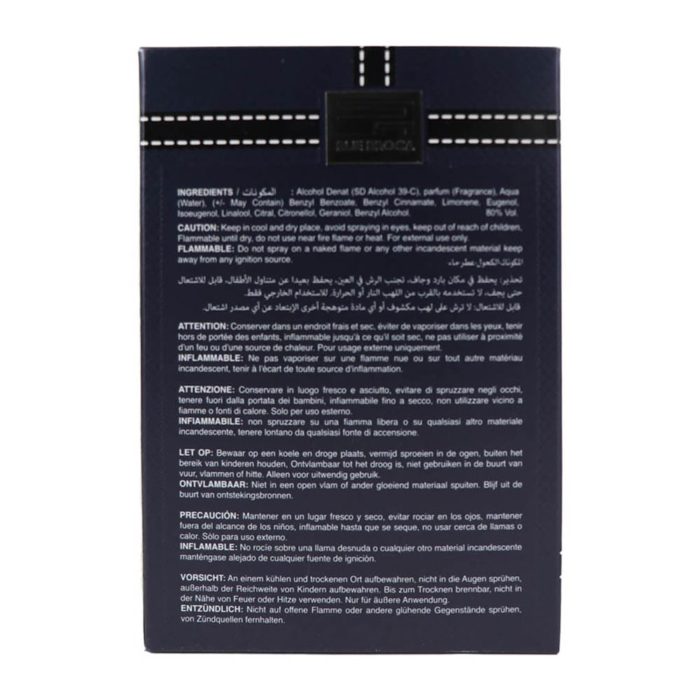 Rue Broca Hooked EDP 100 ml box back view showing ingredients and safety information in multiple languages.