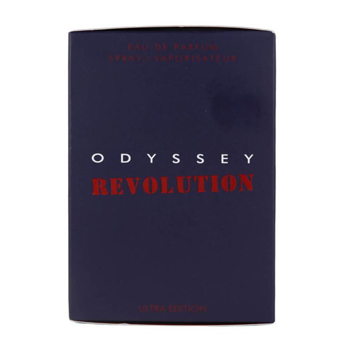 Vista frontal de la caja de Odyssey Revolution Ultra Edition en azul marino con texto “Revolution” en rojo y blanco.